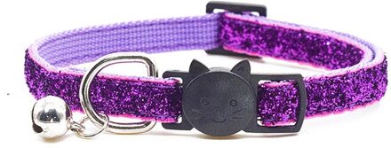 Fonkelende Kat Kraag Met Bel Quick Release Mode Verstelbare Sequin Kraag Neck Strap Kitten Kat Accessoires Dierbenodigdheden paars