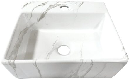 Fontein BWS Marmerlook 33.5x29x11.5 cm Keramiek Wit Carrara