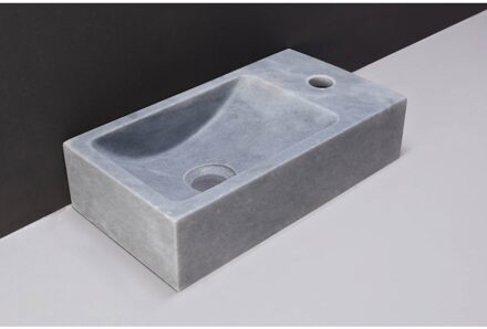 Fontein Forzalaqua Venetia Cloudy Marmer Gezoet Zonder Kraangat Rechts 40x22x10 cm Grijs