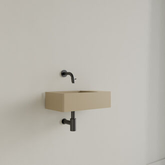 Fontein Gliss Design Freya Solid Marble 40x22x10 cm Zonder Kraangat Rechts Mat Cappuccino Gliss Design