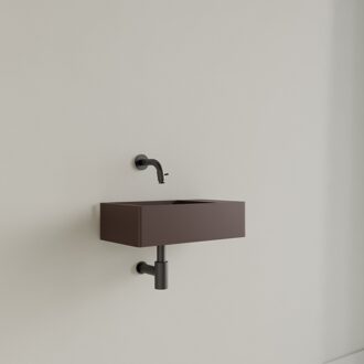 Fontein Gliss Design Freya Solid Marble 40x22x10 cm Zonder Kraangat Rechts Mat Choco Bruin Gliss Design