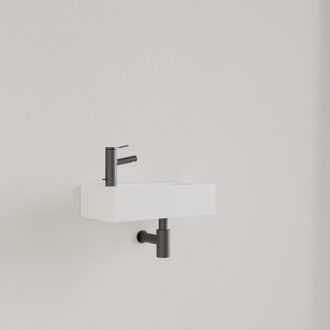 Fontein Gliss Design Nano 36x18x9 cm 1 Kraangat Links Hooglans Wit