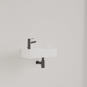 Fontein Gliss Design Nano 36x18x9 cm 1 Kraangat Links Mat Wit