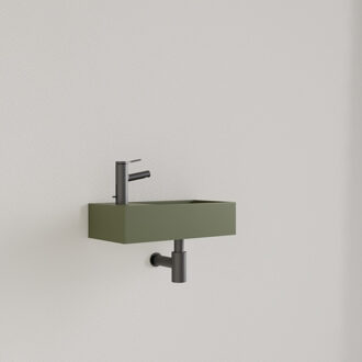 Fontein Gliss Design Nano 36x18x9 cm 1 Kraangat Links Olijf Groen