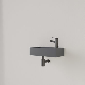 Fontein Gliss Design Nano 36x18x9 cm 1 Kraangat Rechts Leigrijs