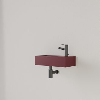 Fontein Gliss Design Nano 36x18x9 cm 1 Kraangat Rechts Mat Wijn Rood