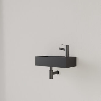 Fontein Gliss Design Nano 36x18x9 cm 1 Kraangat Rechts Mat Zwart Groen