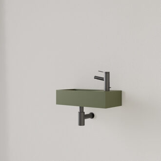 Fontein Gliss Design Nano 36x18x9 cm 1 Kraangat Rechts Olijf Groen