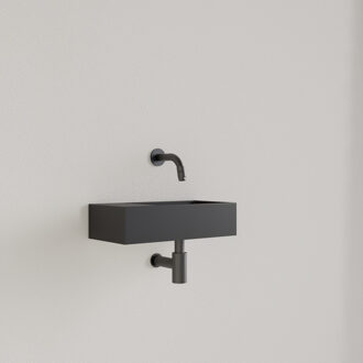 Fontein Gliss Design Nano 36x18x9 cm Zonder Kraangat Links Mat Zwart