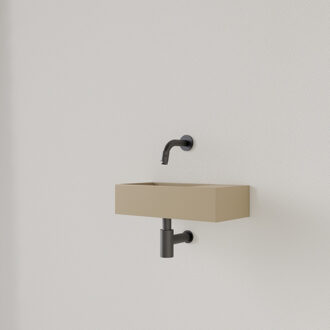 Fontein Gliss Design Nano 36x18x9 cm Zonder Kraangat Rechts Cappuccino Bruin