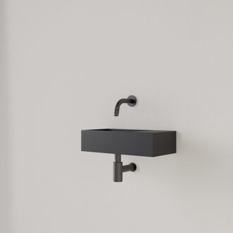 Fontein Gliss Design Nano 36x18x9 cm Zonder Kraangat Rechts Mat Zwart