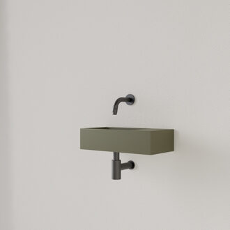 Fontein Gliss Design Nano 36x18x9 cm Zonder Kraangat Rechts Olijf Groen