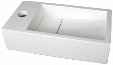 Fontein Luca Sanitair 35x18x9cm Solid Surface Met Kraangat Links Of Rechts Mat Wit