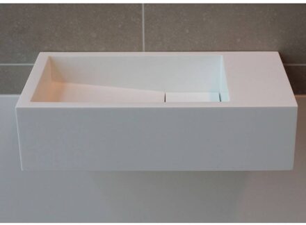 Fontein Luca Sanitair 35x18x9cm Solid Surface Zonder Kraangat Links Of Rechts Mat Wit