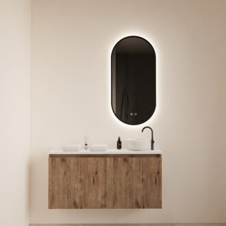 Fonteinmeubel BWS Meadow 100x50 cm Wellington Oak Incl. Topplaat Mat Wit Eiken