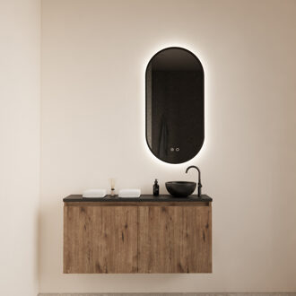 Fonteinmeubel BWS Meadow 100x50 cm Wellington Oak Incl. Topplaat Mat Zwart Eiken