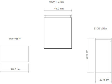 Fonteinmeubel BWS Meadow 40x50 cm Mat Zwart Incl. Topplaat Mat Wit