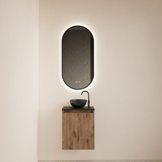 Fonteinmeubel BWS Meadow 40x50 cm Wellington Oak Incl. Topplaat Mat Zwart Eiken