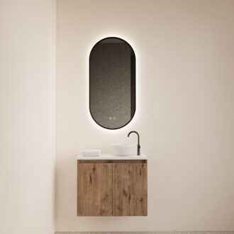 Fonteinmeubel BWS Meadow 60x50 cm Wellington Oak Incl. Topplaat Mat Wit Eiken