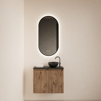 Fonteinmeubel BWS Meadow 60x50 cm Wellington Oak Incl. Topplaat Mat Zwart Eiken