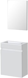 Fonteinmeubelset Napoli - Inclusief Wastafel En Spiegel - Softclose - Hoogglans Wit - 39,4x21,7x52cm