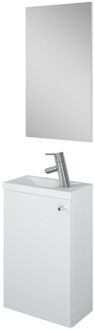 Fonteinmeubelset Zena - Inclusief Wastafel En Spiegel - Softclose - Hoogglans Wit - 39,8x21,5x60cm