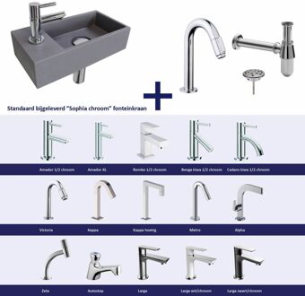 FonteinPack Ink Versus Links Grijs Chroom (Keuze uit 20 kranen)