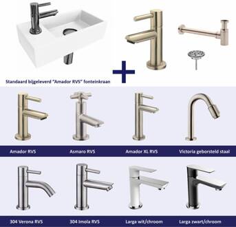 FonteinPack Ink Versus Links Mat Wit RVS (Keuze uit 8 kranen)