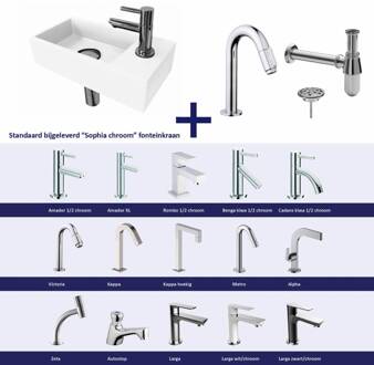 FonteinPack Ink Versus Rechts Mat Wit Chroom (Keuze uit 20 kranen)