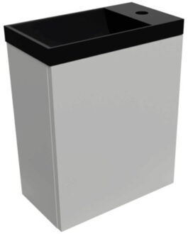 Fonteinset BWS Luna 54,3x39,7x21,8 cm Glans Wit Met Marble Fontein Zonder Overloop Mat Zwart