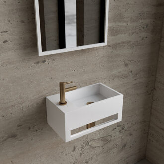 Fonteinset BWS Solid Surface Met Handdoekhouder Links Wit Goud