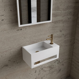 Fonteinset BWS Solid Surface Met Handdoekhouder Rechts Wit Goud