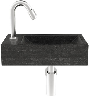 Fonteinset Compleet | Hardsteen | Hiroko 40x23x11 cm | Links | Chroom