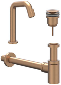 Fonteinset - Contour - opbouw - laag - always open plug - Geborsteld mat koper PVD 6901455 Koper mat