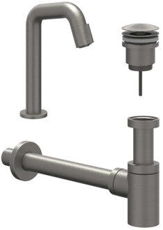 Fonteinset - Contour - opbouw - laag - always open plug - Geborsteld metal black PVD 6901456 Metal Black geborsteld