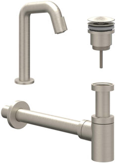 Fonteinset - Contour - opbouw - laag - always open plug - Geborsteld nickel PVD 6901453 Nickel geborsteld (RVS)