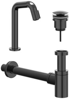 Fonteinset - Contour - opbouw - laag - always open plug - Zwart chroom PVD 6901457