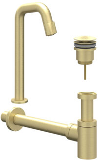 Fonteinset - Contour - opbouw - verhoogd - always open plug - Geborsteld mat goud PVD 6901464 Goud mat geborsteld