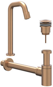 Fonteinset - Contour - opbouw - verhoogd - always open plug - Geborsteld mat koper PVD 6901465 Koper mat