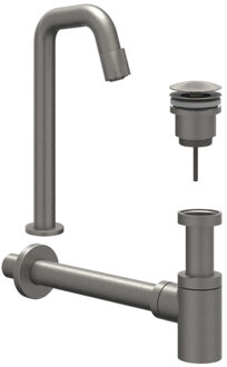 Fonteinset - Contour - opbouw - verhoogd - always open plug - Geborsteld metal black PVD 6901466 Metal Black geborsteld