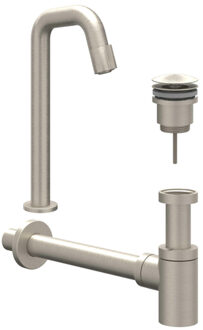 Fonteinset - Contour - opbouw - verhoogd - always open plug - Geborsteld nickel PVD 6901463 Nickel geborsteld (RVS)