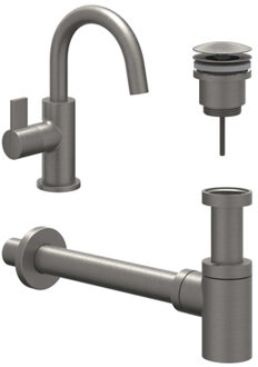 Fonteinset - opbouw - draaibare uitloop - always open plug - Geborsteld metal black PVD 6901446 Metal Black geborsteld