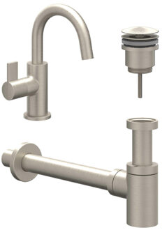 Fonteinset - opbouw - draaibare uitloop - always open plug - Geborsteld nickel PVD 6901443 Nickel geborsteld (RVS)