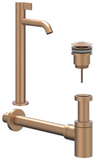 Fonteinset - opbouw - verhoogd - always open plug - Geborsteld mat koper PVD 6901475 Koper mat