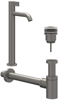 Fonteinset - opbouw - verhoogd - always open plug - Geborsteld metal black PVD 6901476 Metal Black geborsteld