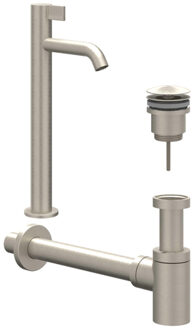 Fonteinset - opbouw - verhoogd - always open plug - Geborsteld nickel PVD 6901473 Nickel geborsteld (RVS)