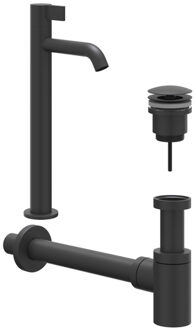 Fonteinset - opbouw - verhoogd - always open plug - Mat zwart PED 6901472 Zwart mat