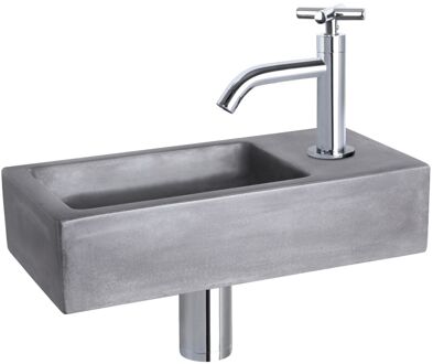 Fonteinset Ravo Beton Donker Grijs Gebogen Kraan X Chroom Grijs, Zilver