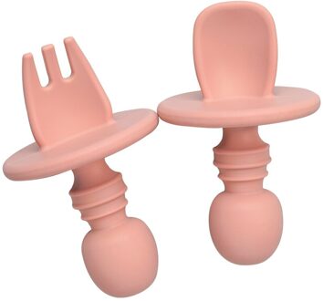 Food Grade Baby Mini Siliconen Servies Set Baby Soft Keuken Toetreding Vork Lepel Kids Draagbare Soild Kleur Theelepel 006 Muted