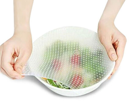 Food Grade Houden Voedsel Vers Saran Wrap Herbruikbare Hoge Stretch Silicone Voedsel Wraps Seal Vacuum Cover Stretch Deksel doorzichtig / M